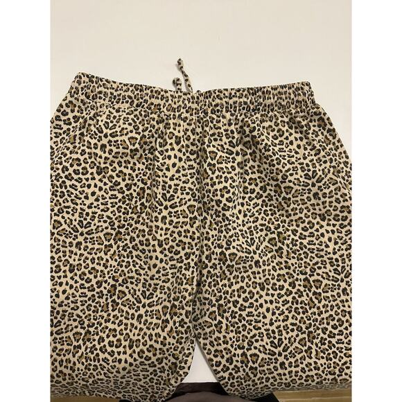 Bandit And The Babe Medium Leopard Joggers Zipper Accents 100% Cotton Drawstring - Picture 7 of 12